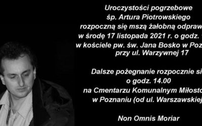 12 listopada 2021, w wieku 46 lat, odszedł do Domu Ojca Artur Piotrowski, twórca naszego Misterium